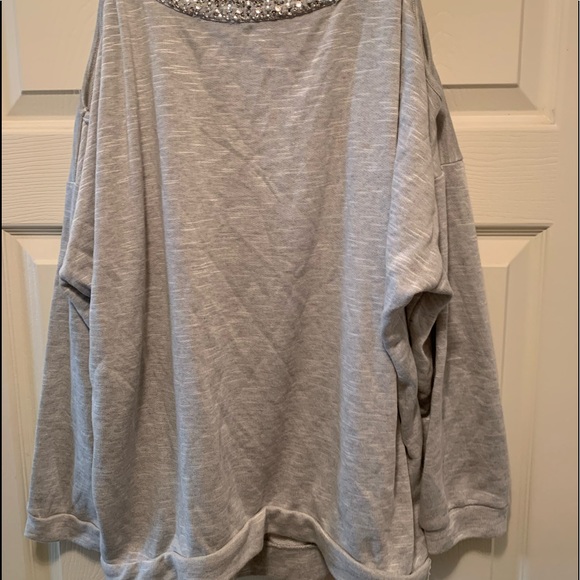 INC plus size grey embellished cold shoulder top - Picture 6 of 6